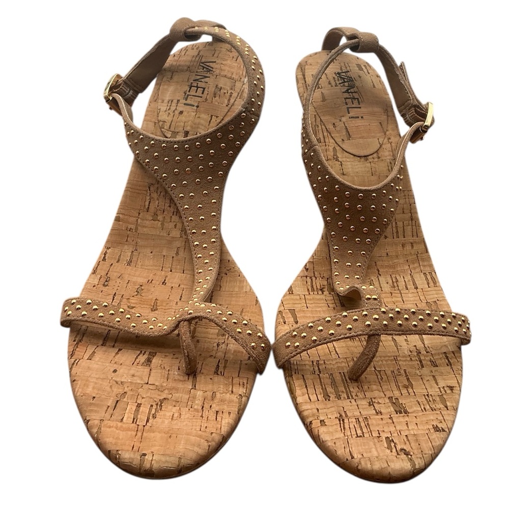 Vaneli Brown Studded Women's Sandals size 8.5 N‎